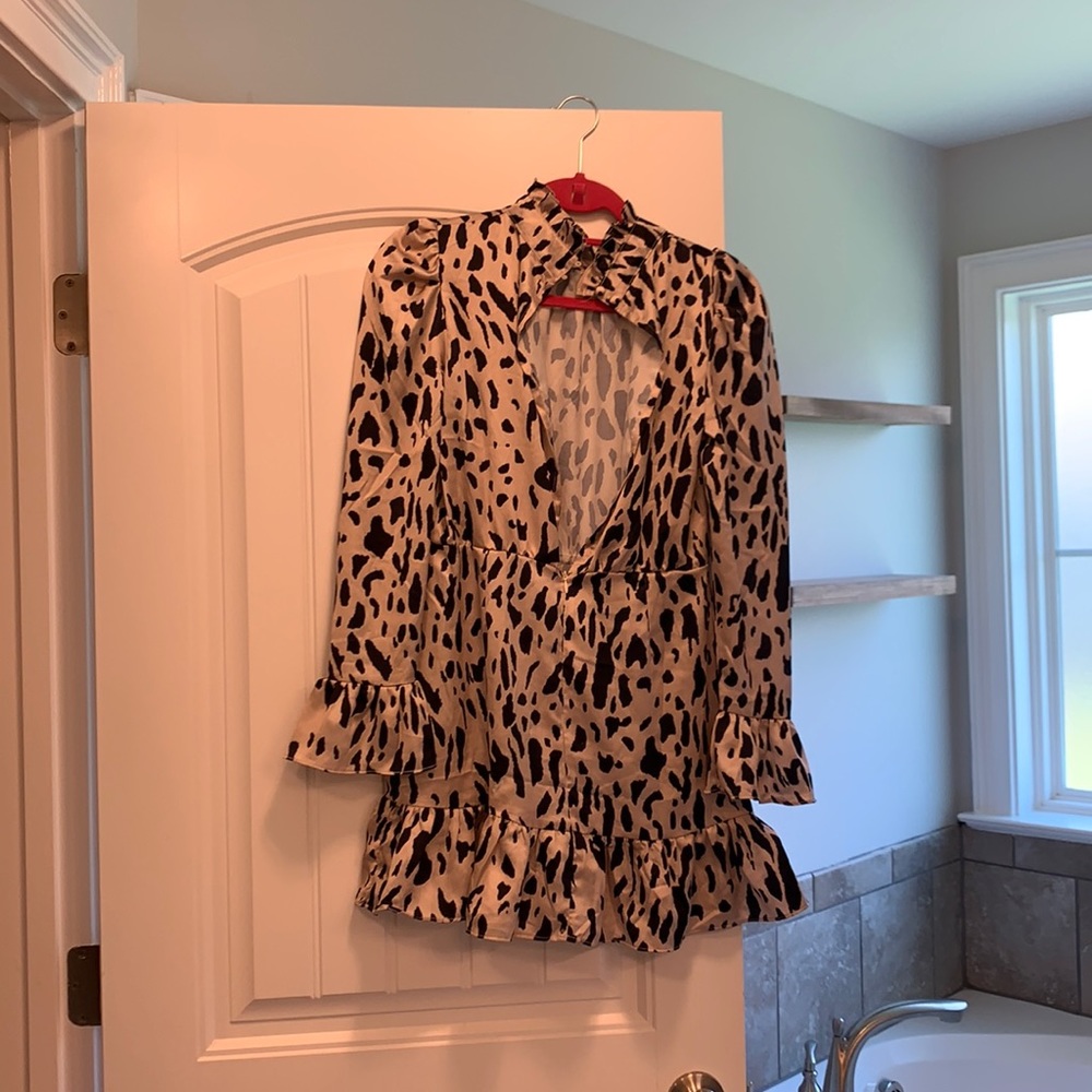 Misguided petite animal print mini dress
